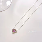 Purple heart pendant gold plated necklace