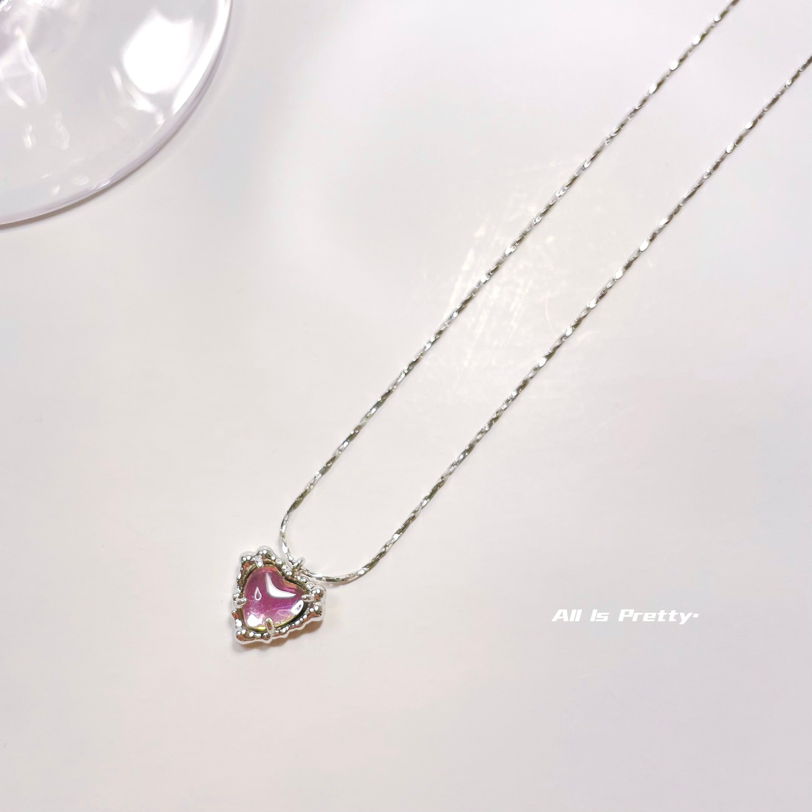 Purple heart pendant gold plated necklace