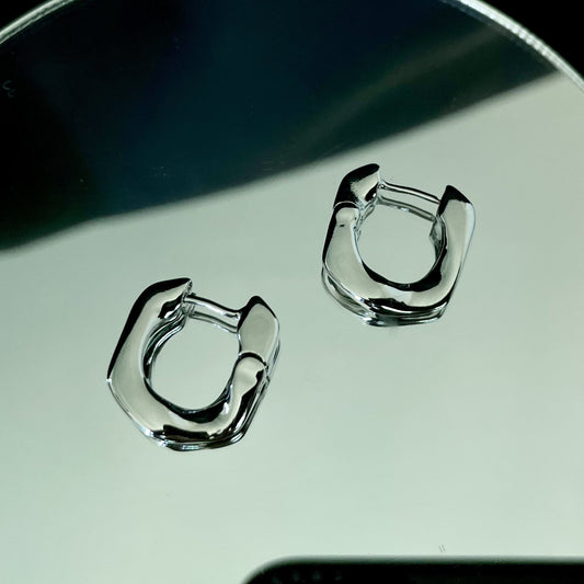 U sterling-silver hoop earrings
