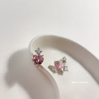 Pink heart crystal earrings