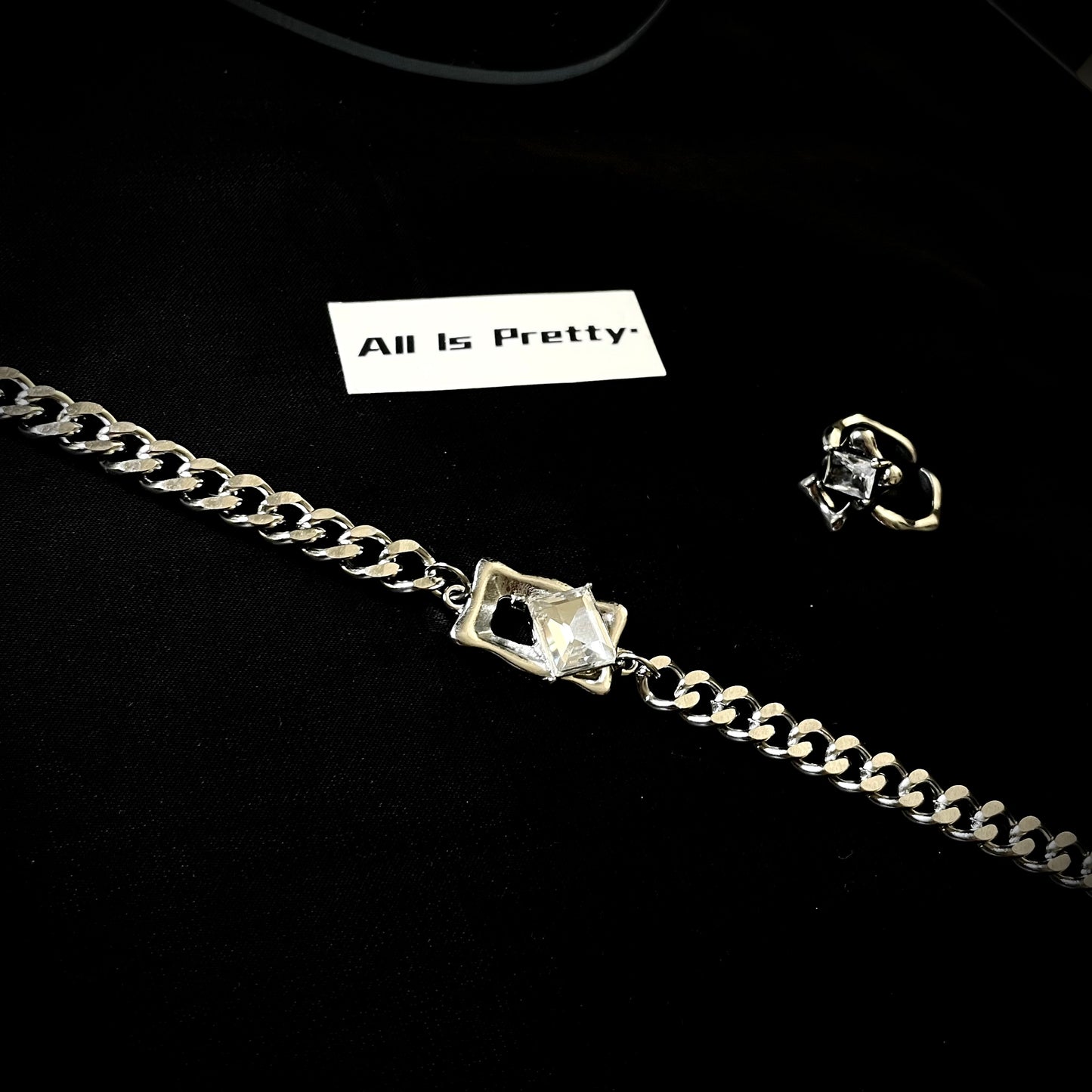 Crystal gold plated ring