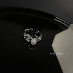 Textured crystal open ring