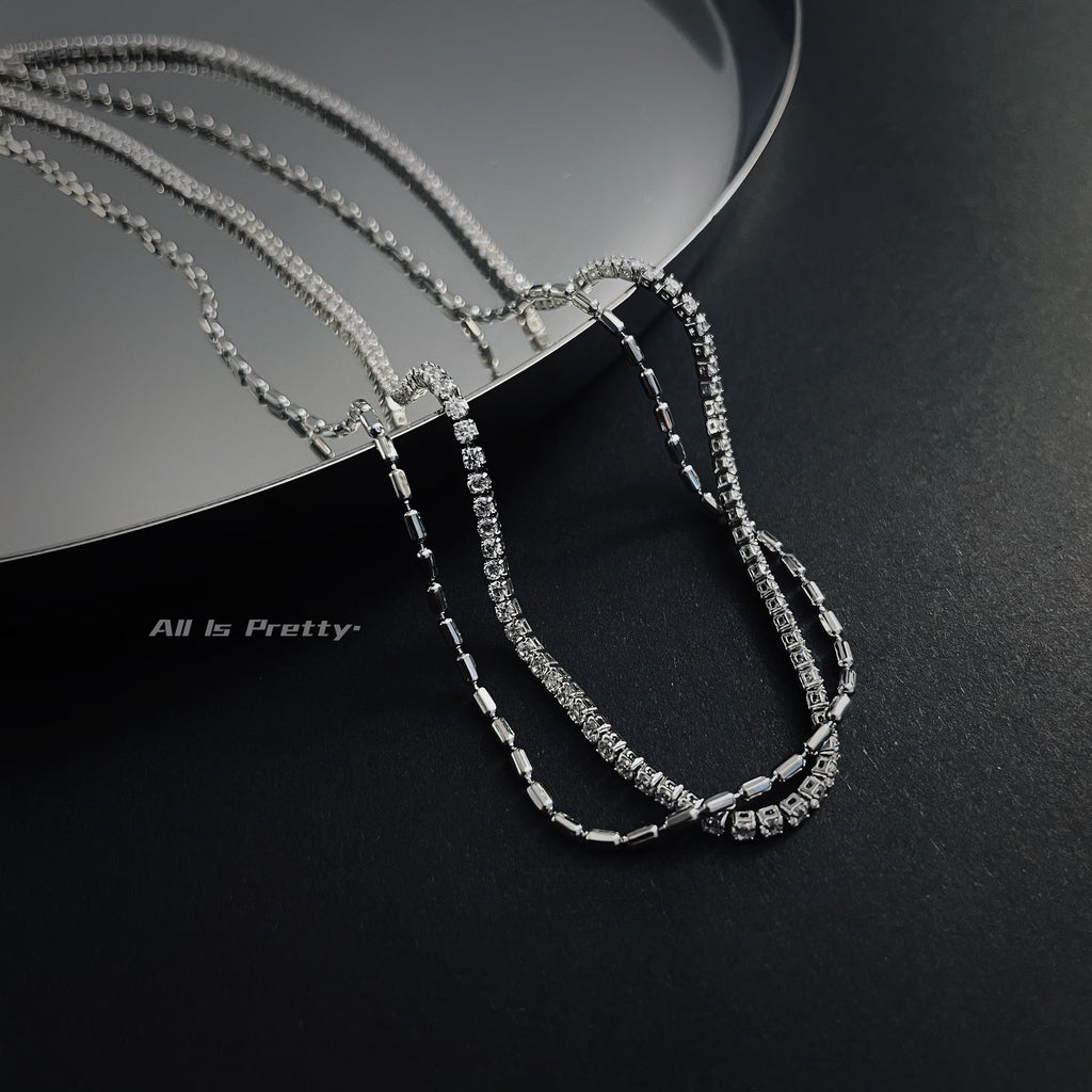 Zirconia & Gold Dual-Layer Necklace