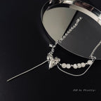 Bold Heart & Stone Link Chain Necklace