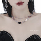 Gold-Plated Necklace with Removable Colorful Zirconia Pendants