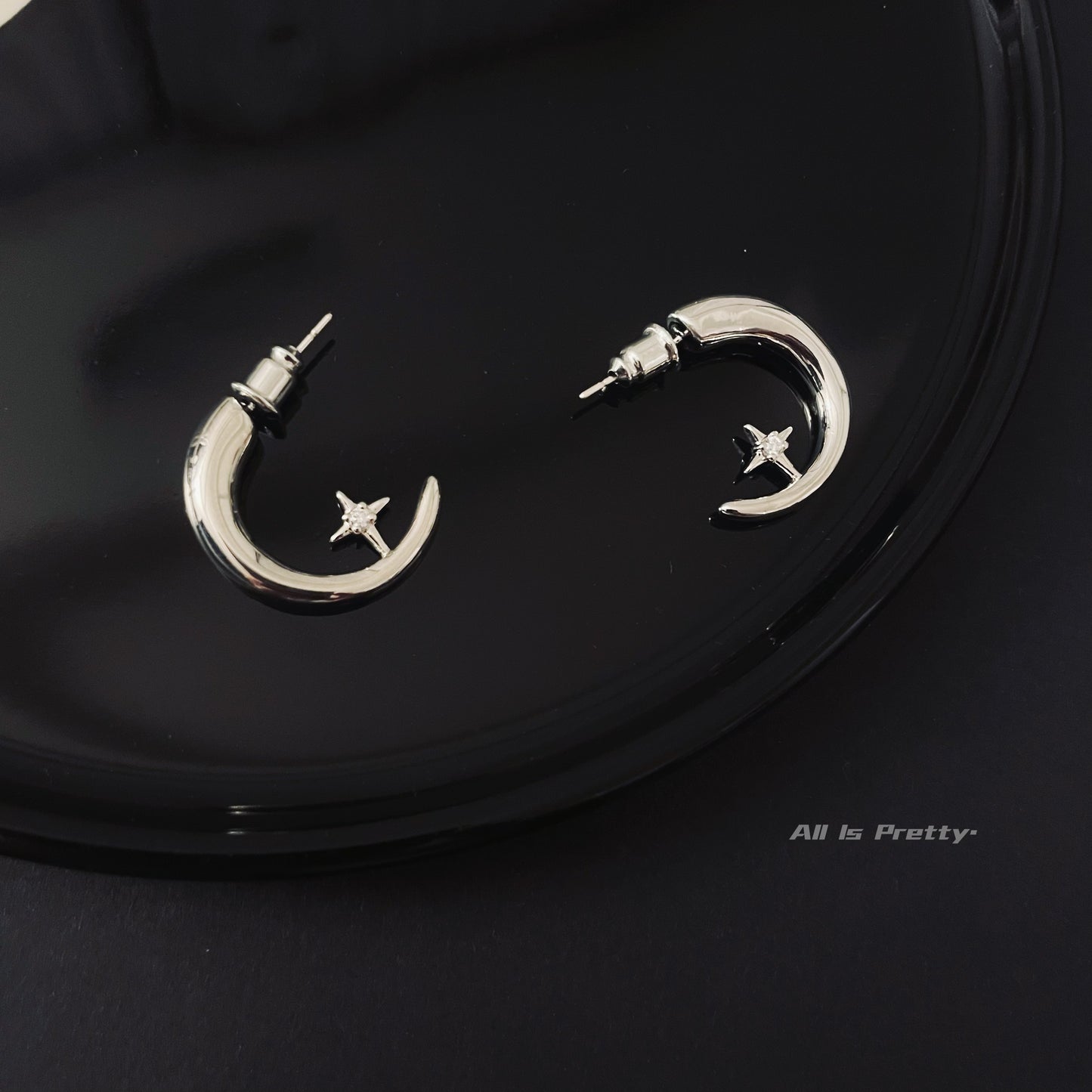 Moon star hoop earrings