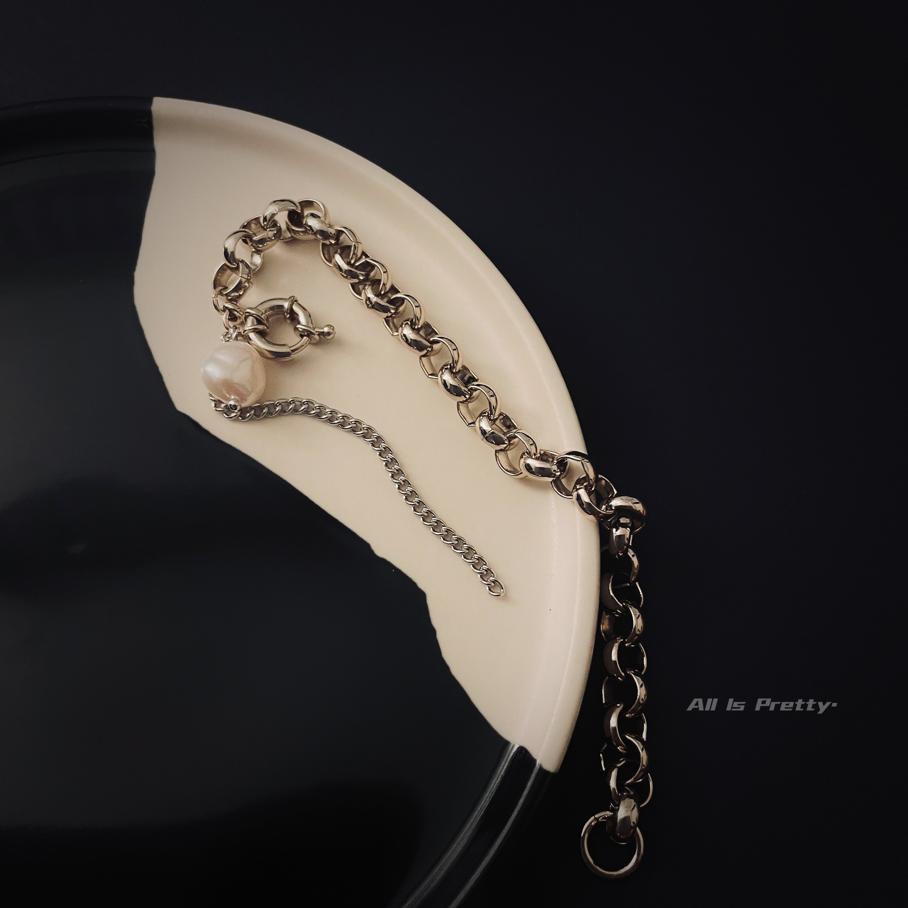 Pearl pendant gold-plated bracelet