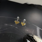 Geometric yellow crystal earrings