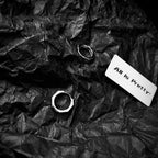 Carved letter mini hoop silver earring(single)