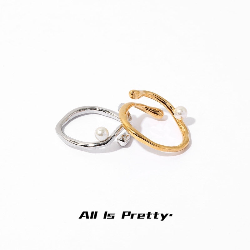 Wrapped pearl silver ring