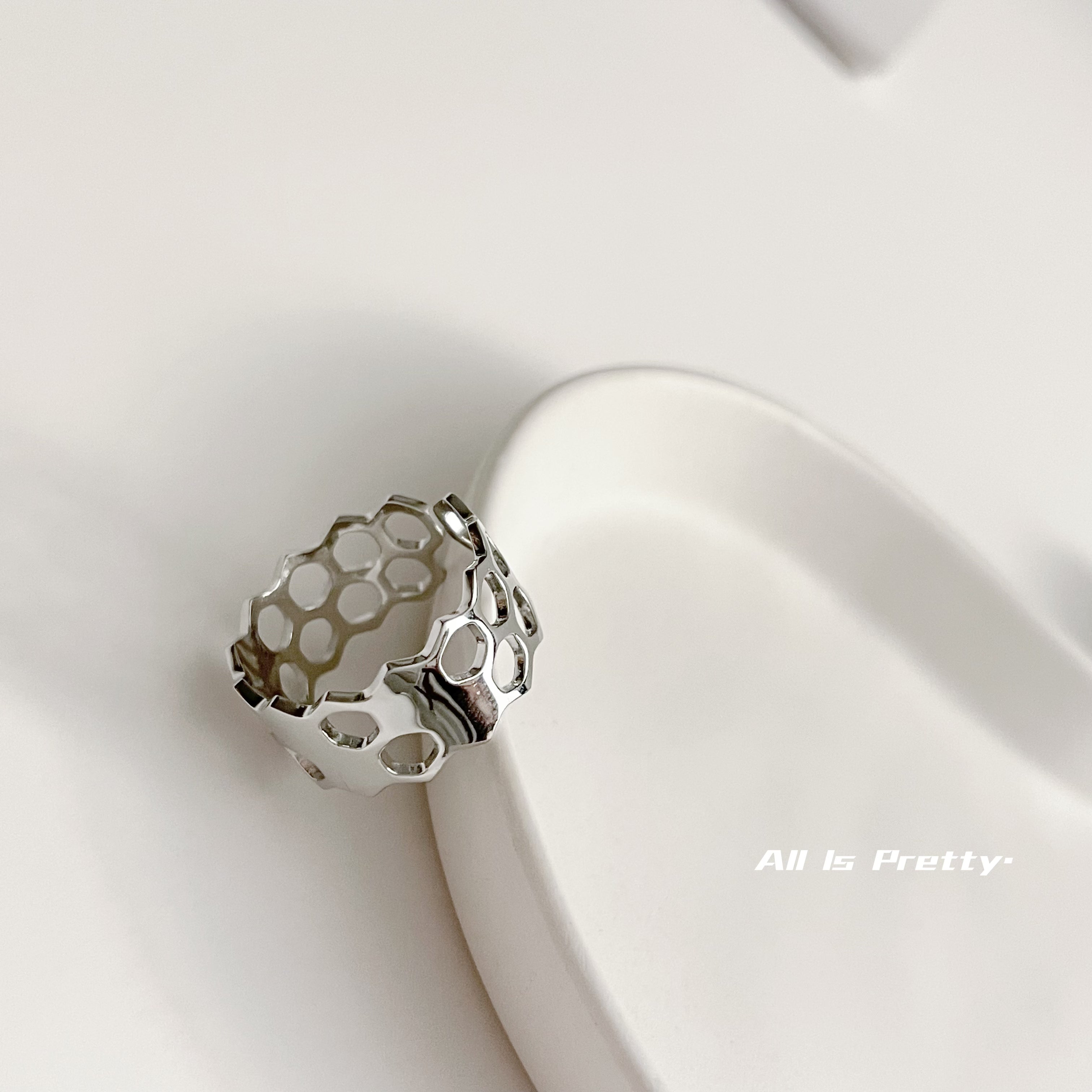 Gold plated honeycomb ring