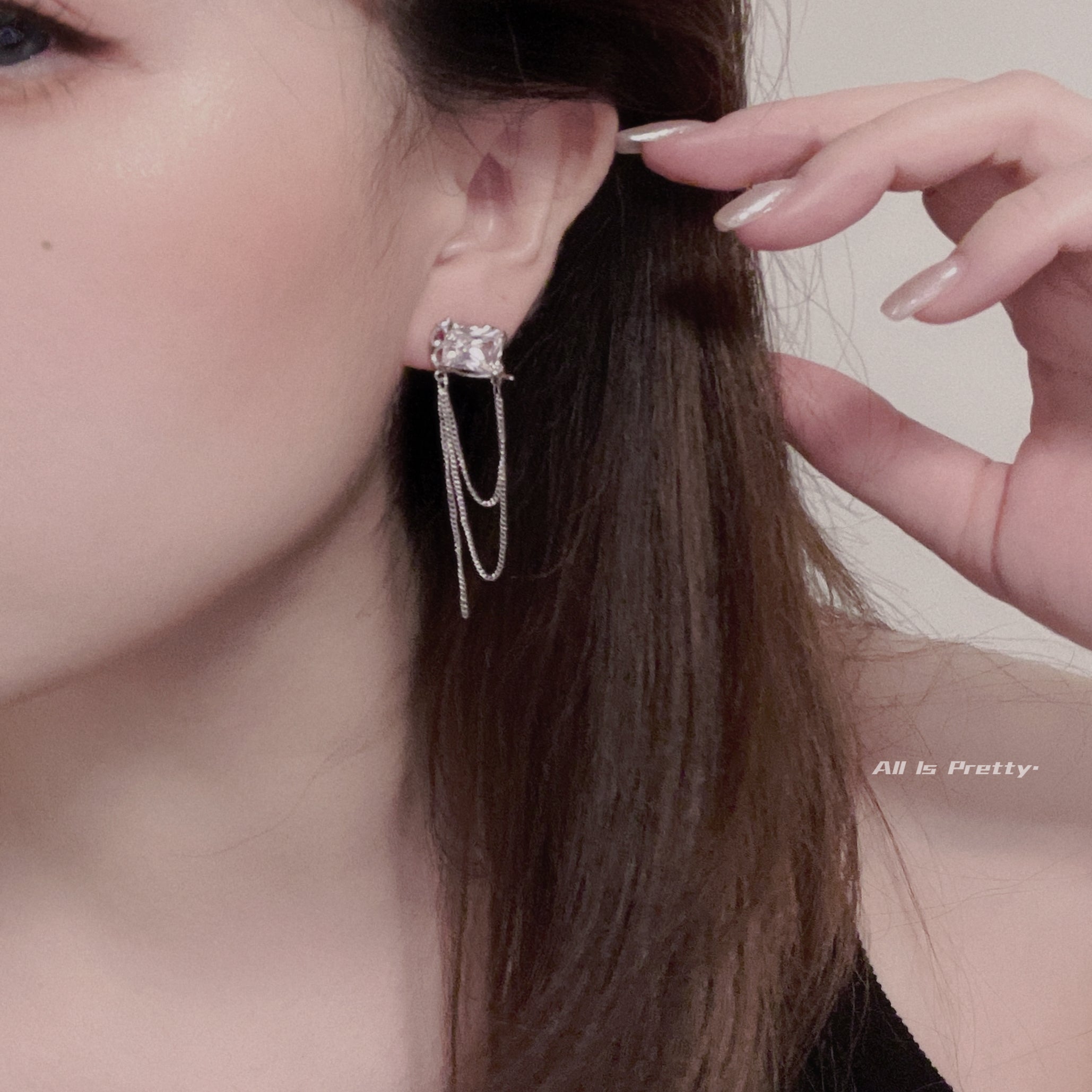 Ice cube tassel earrings