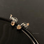 Champagne heart stud earrings