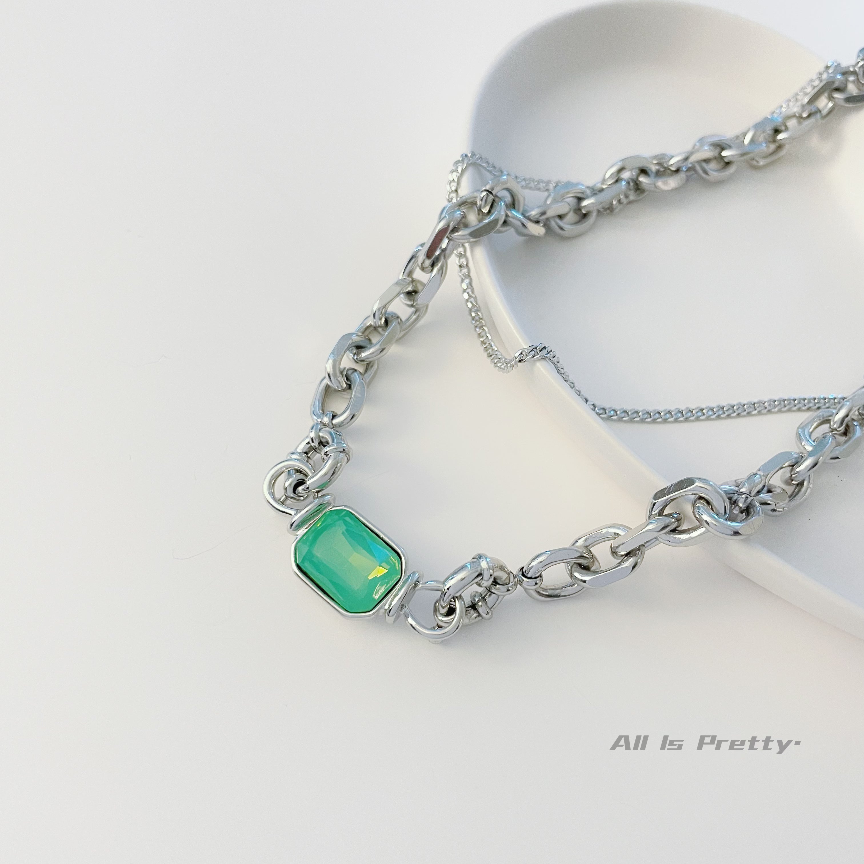 Gold-Plated Necklace with Removable Colorful Zirconia Pendants