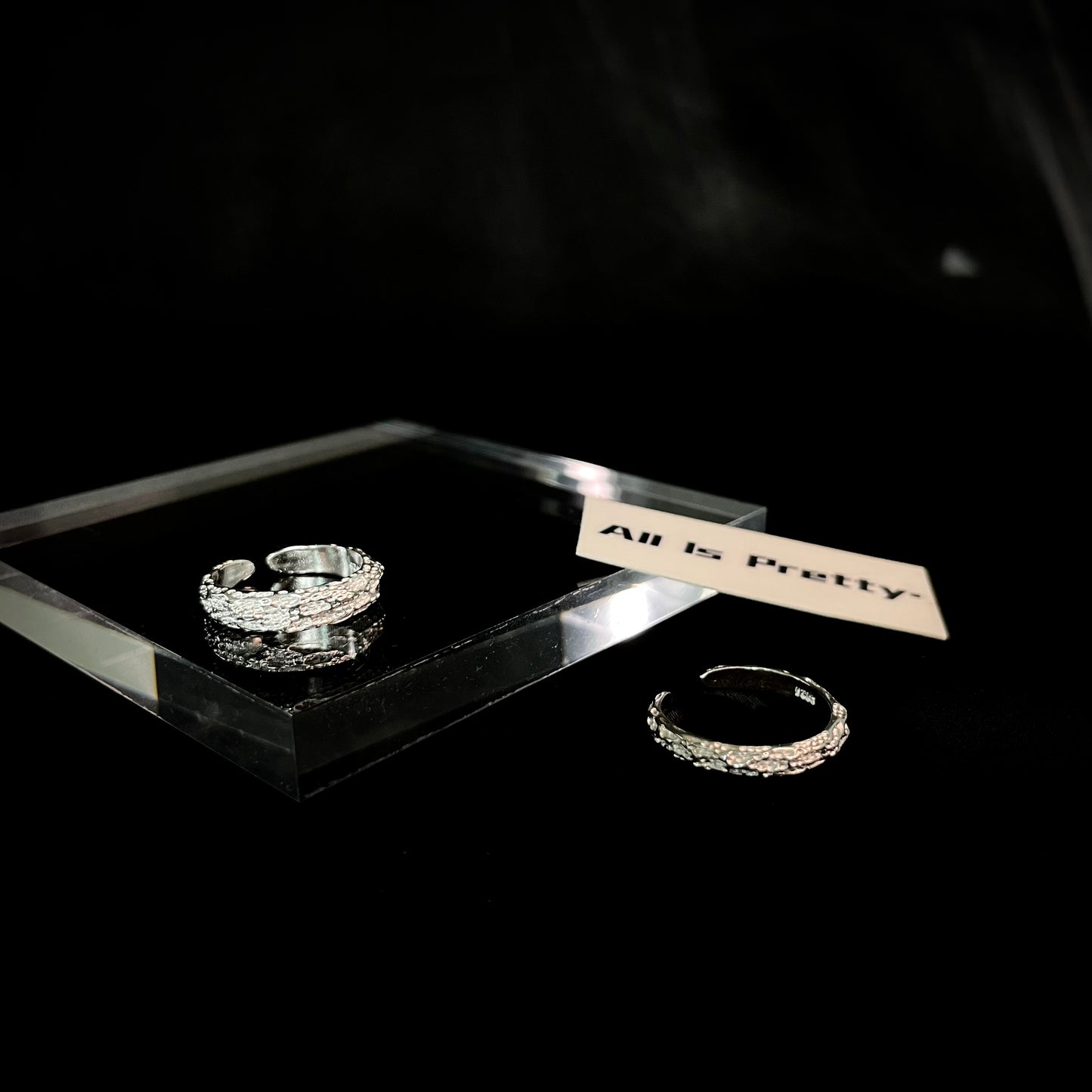 Textured sterling silver ring