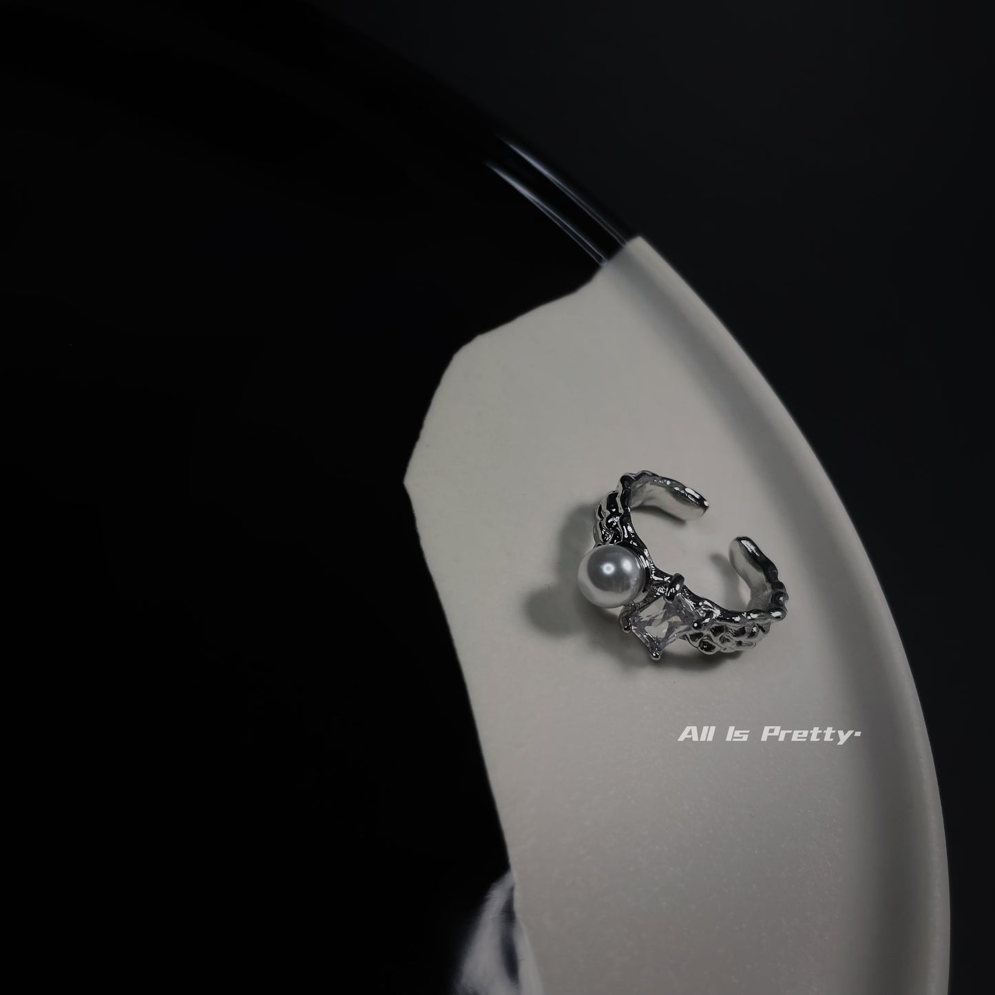 Textured crystal open ring
