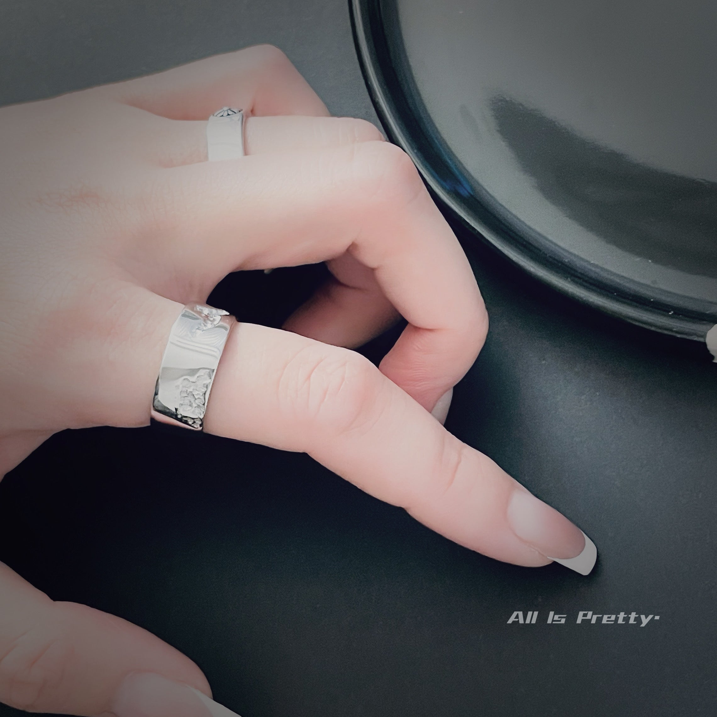 Sculpture sterling silver ring