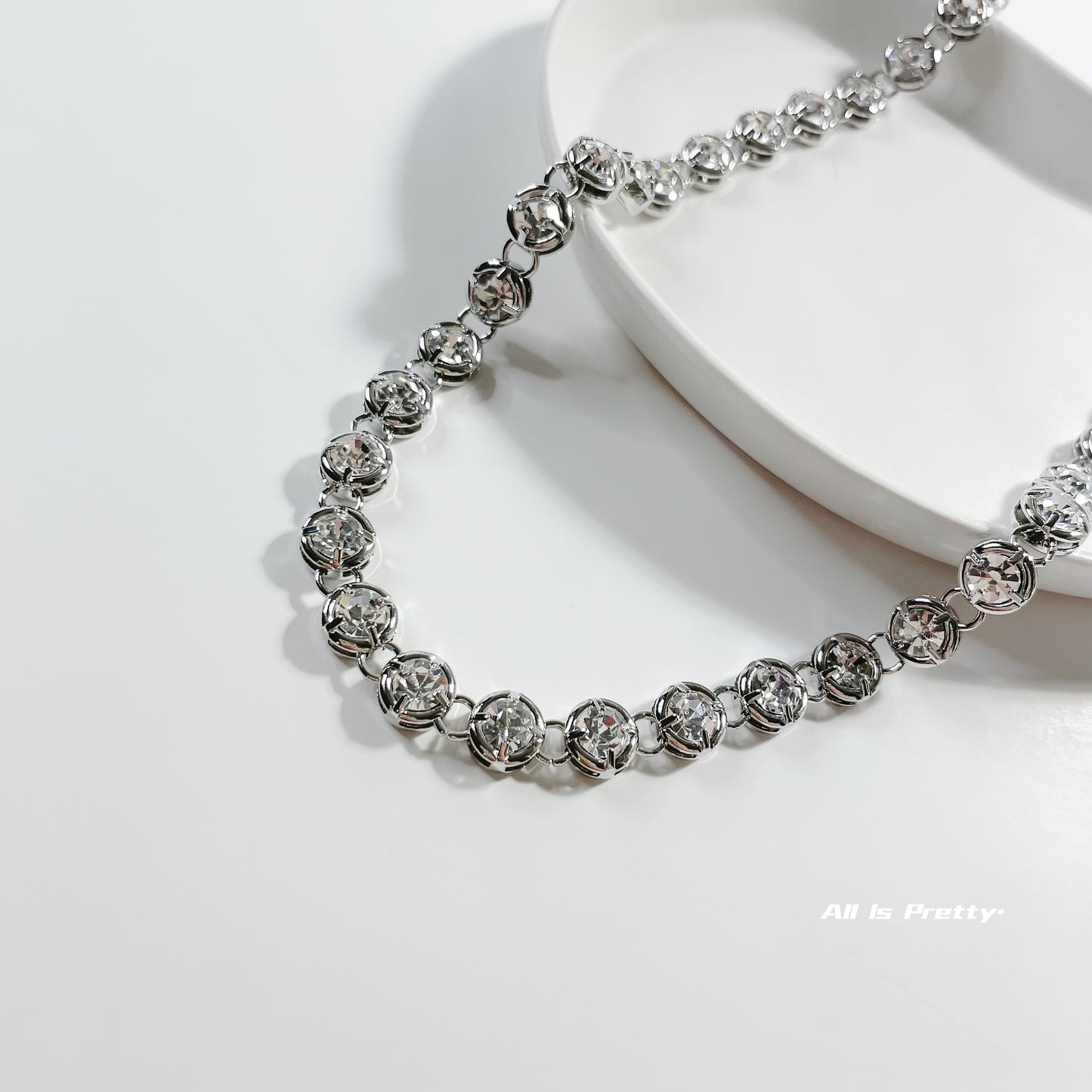 Glamour Tennis Crystal Gold-Plated Necklace