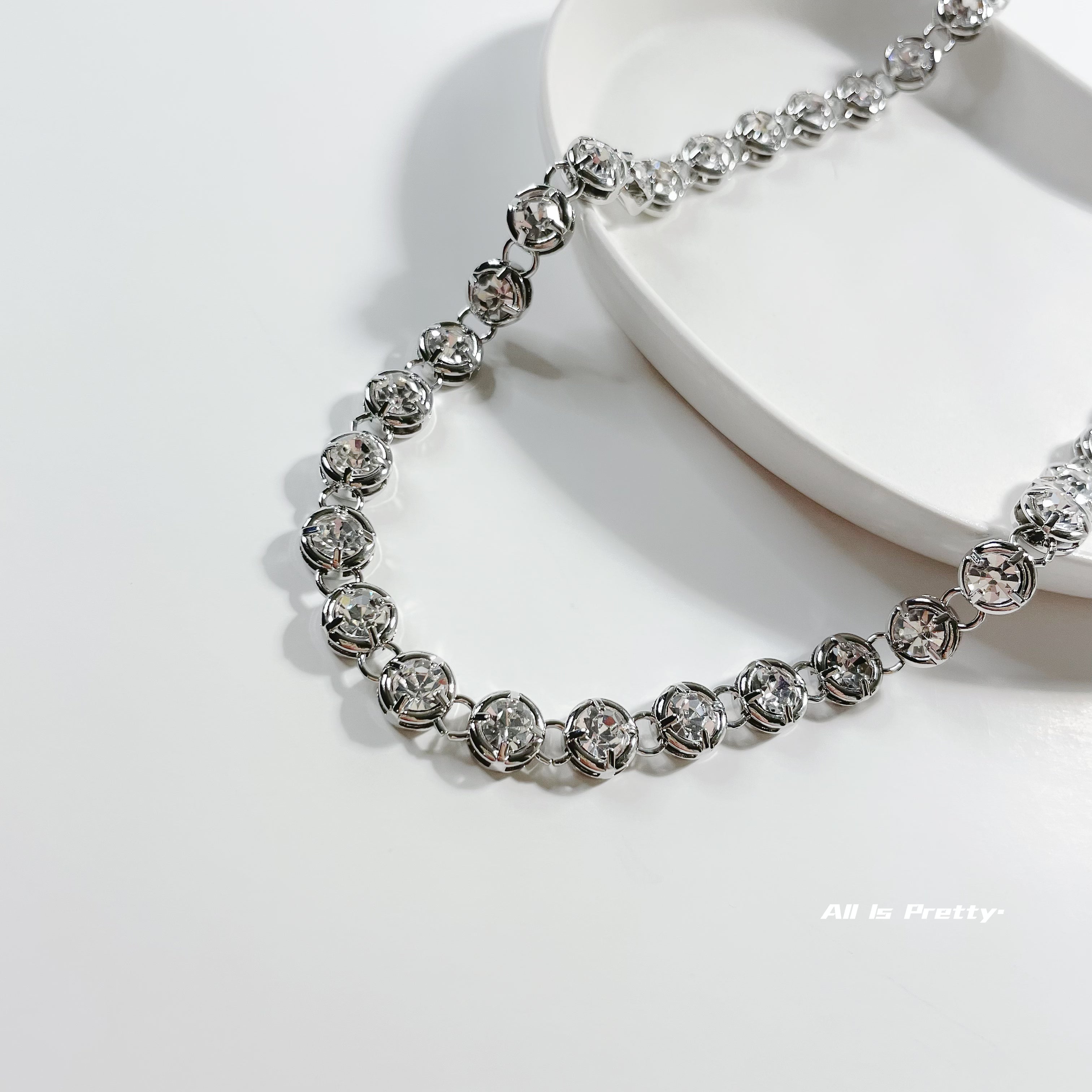 Glamour Tennis Crystal Gold-Plated Necklace