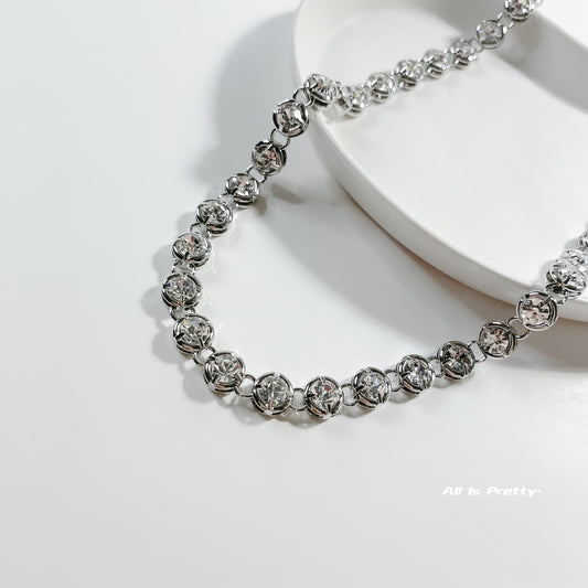 Glamour Tennis Crystal Gold-Plated Necklace