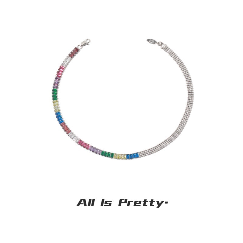 Color gem choker necklace