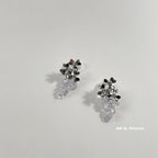 Crystal grapes flora clip earrings