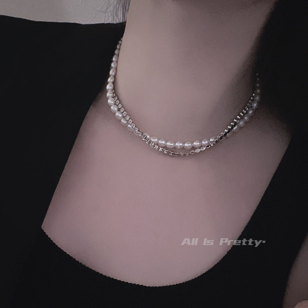 Double layered fresh water pearls necklace