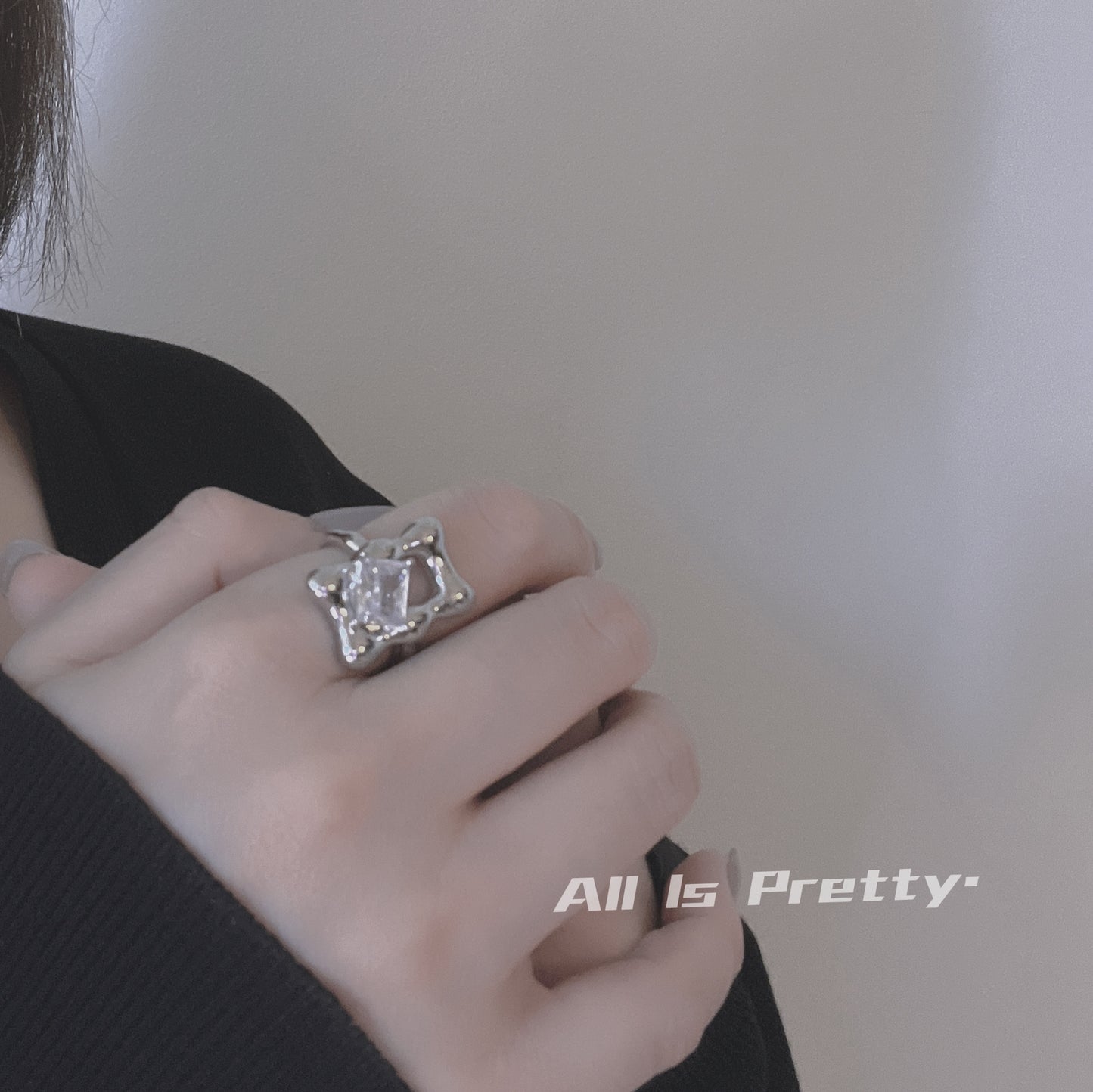 Crystal mirror ring