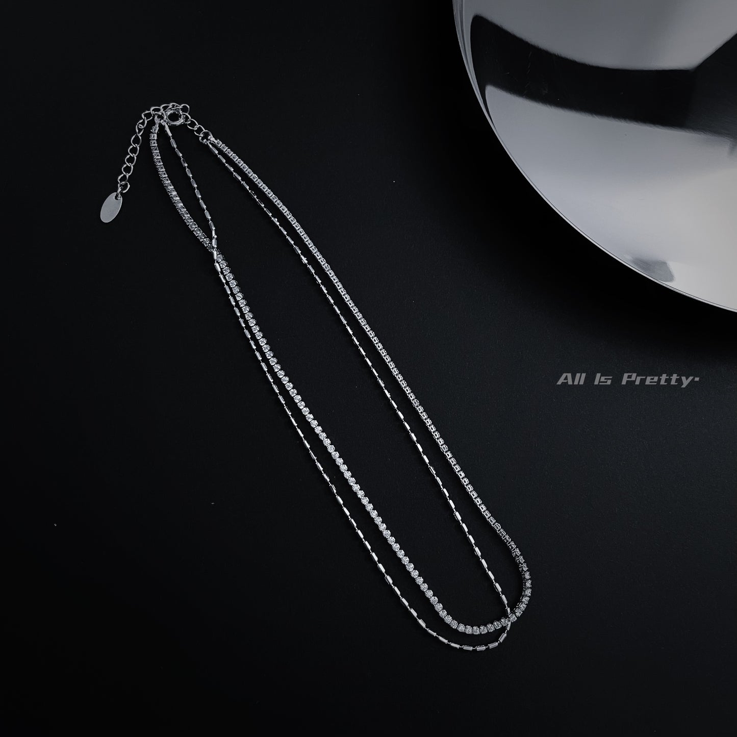 Zirconia & Gold Dual-Layer Necklace