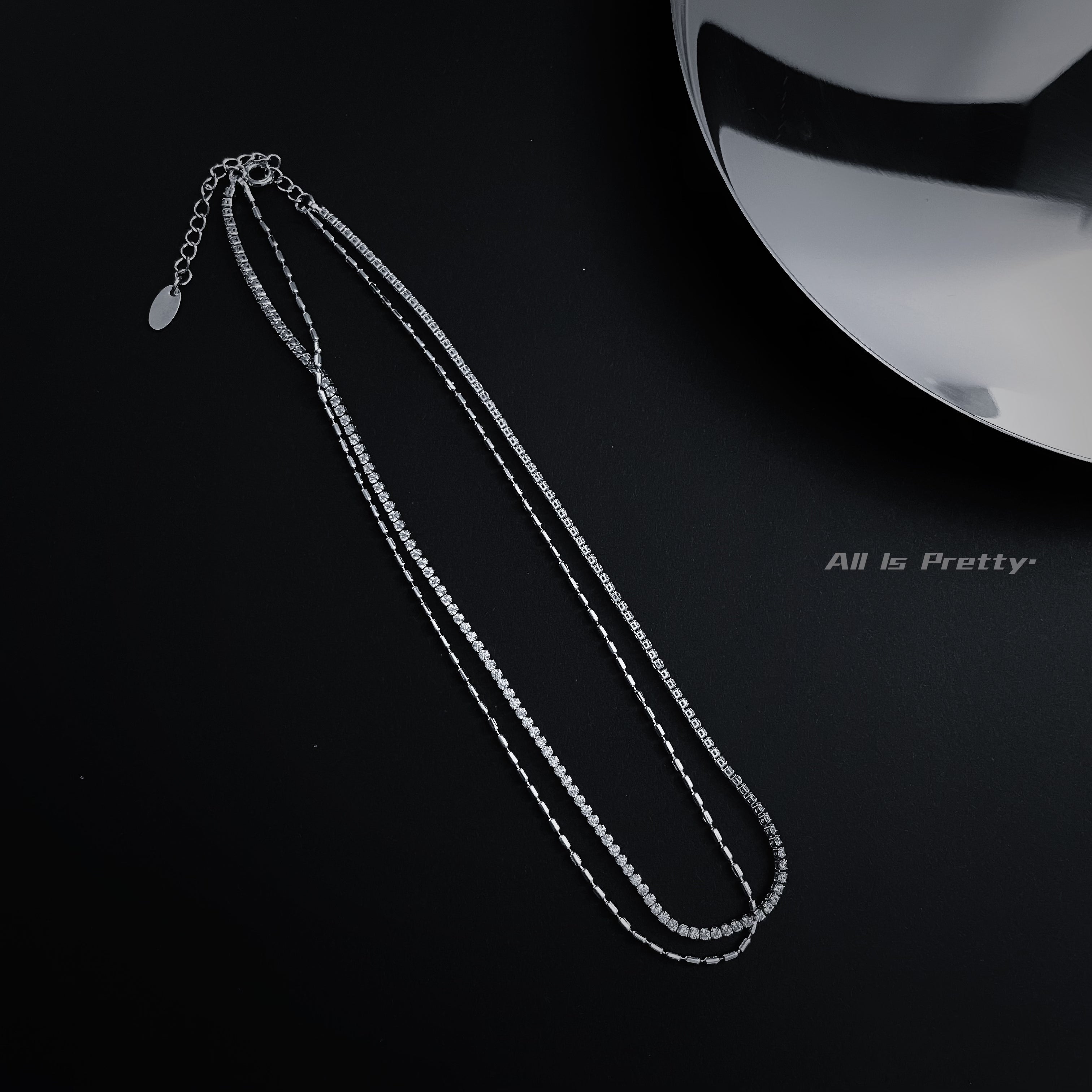 Zirconia & Gold Dual-Layer Necklace
