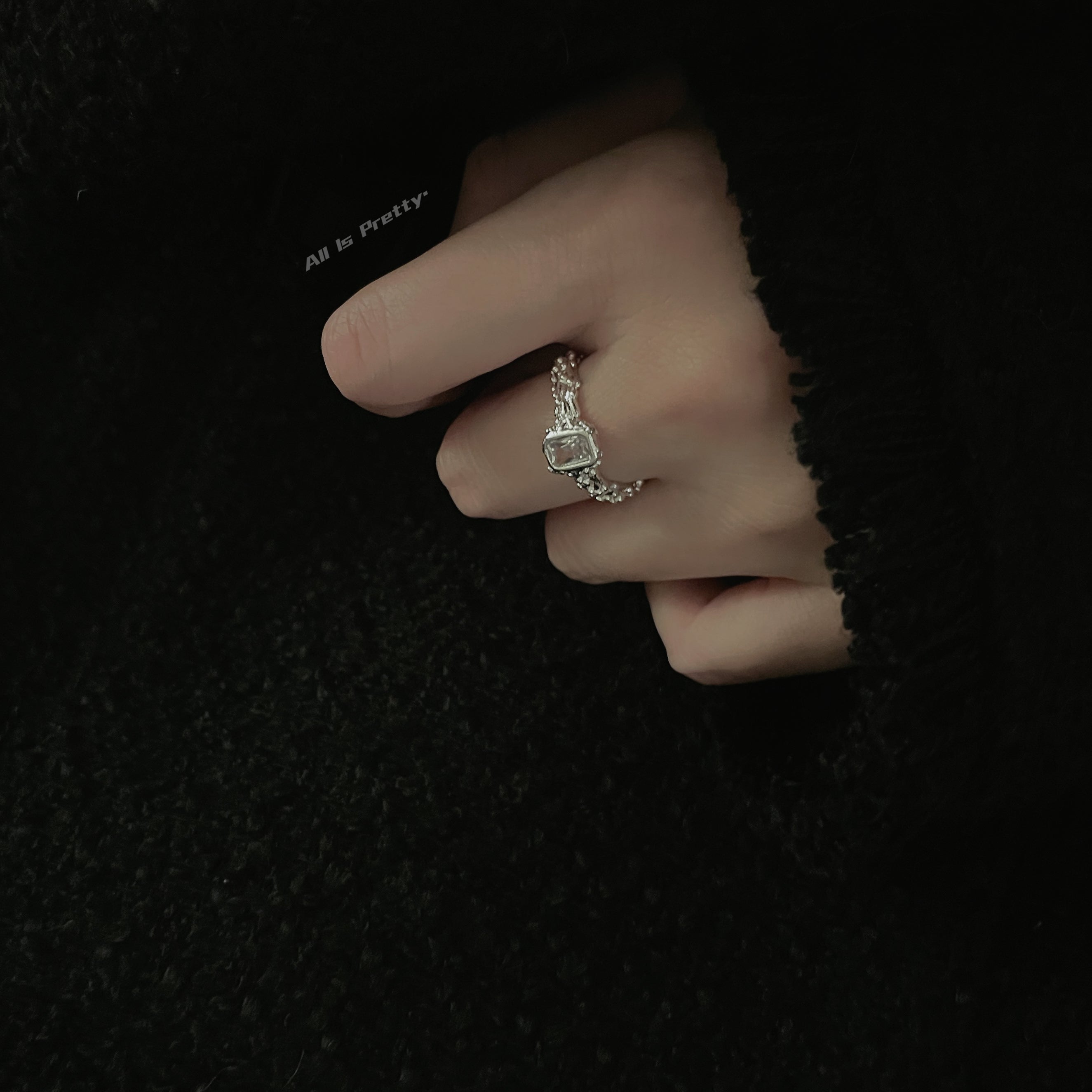 Ice textured open ring