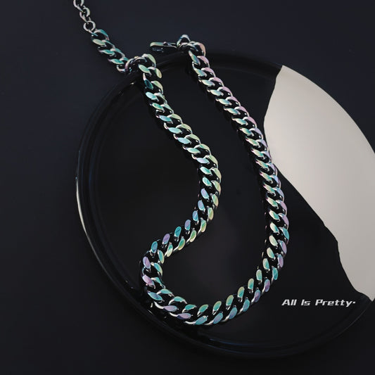 Unisex Holographic Cuban Link Necklace