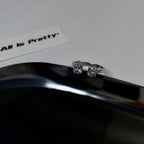 Crystal teardrop silver ring