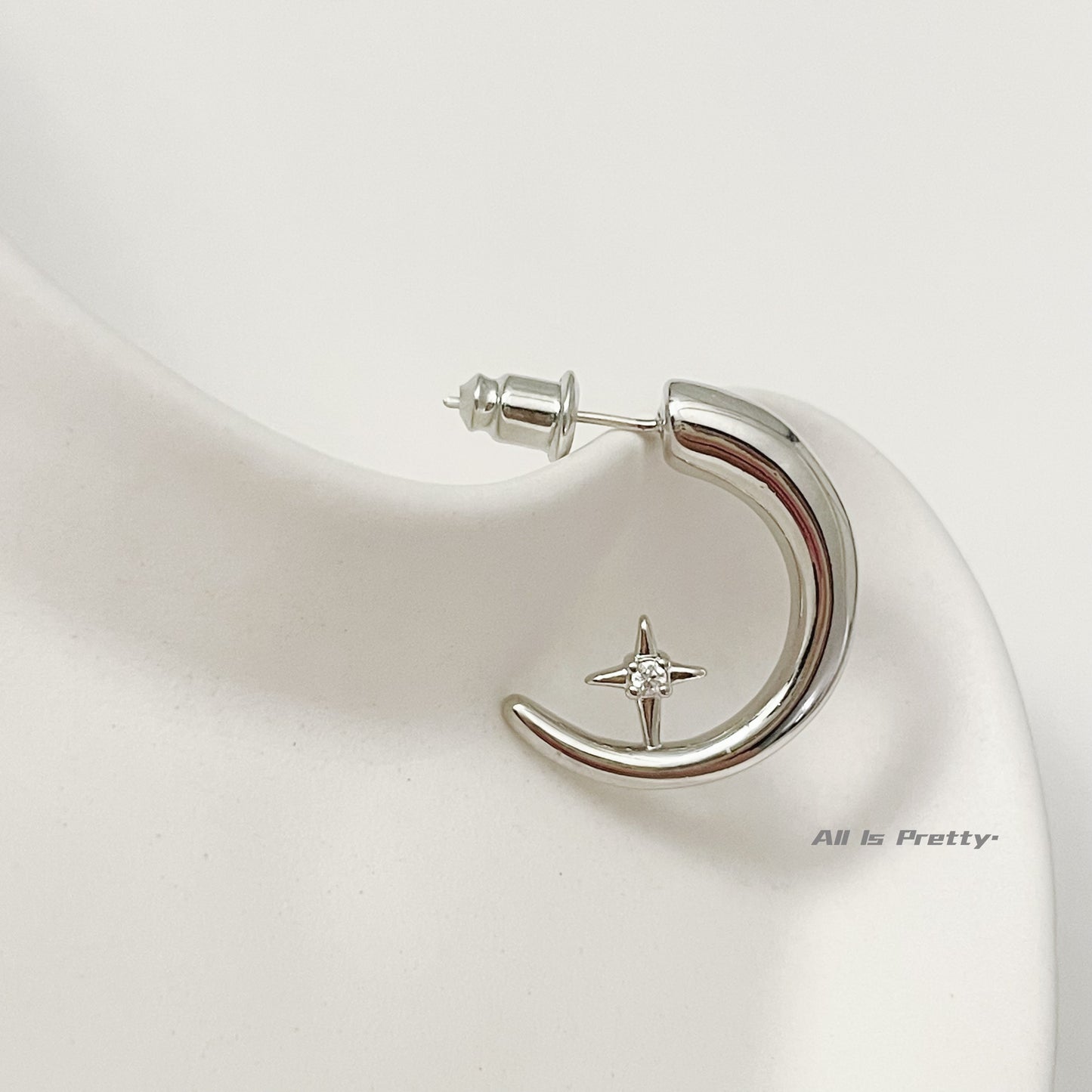 Moon star hoop earrings