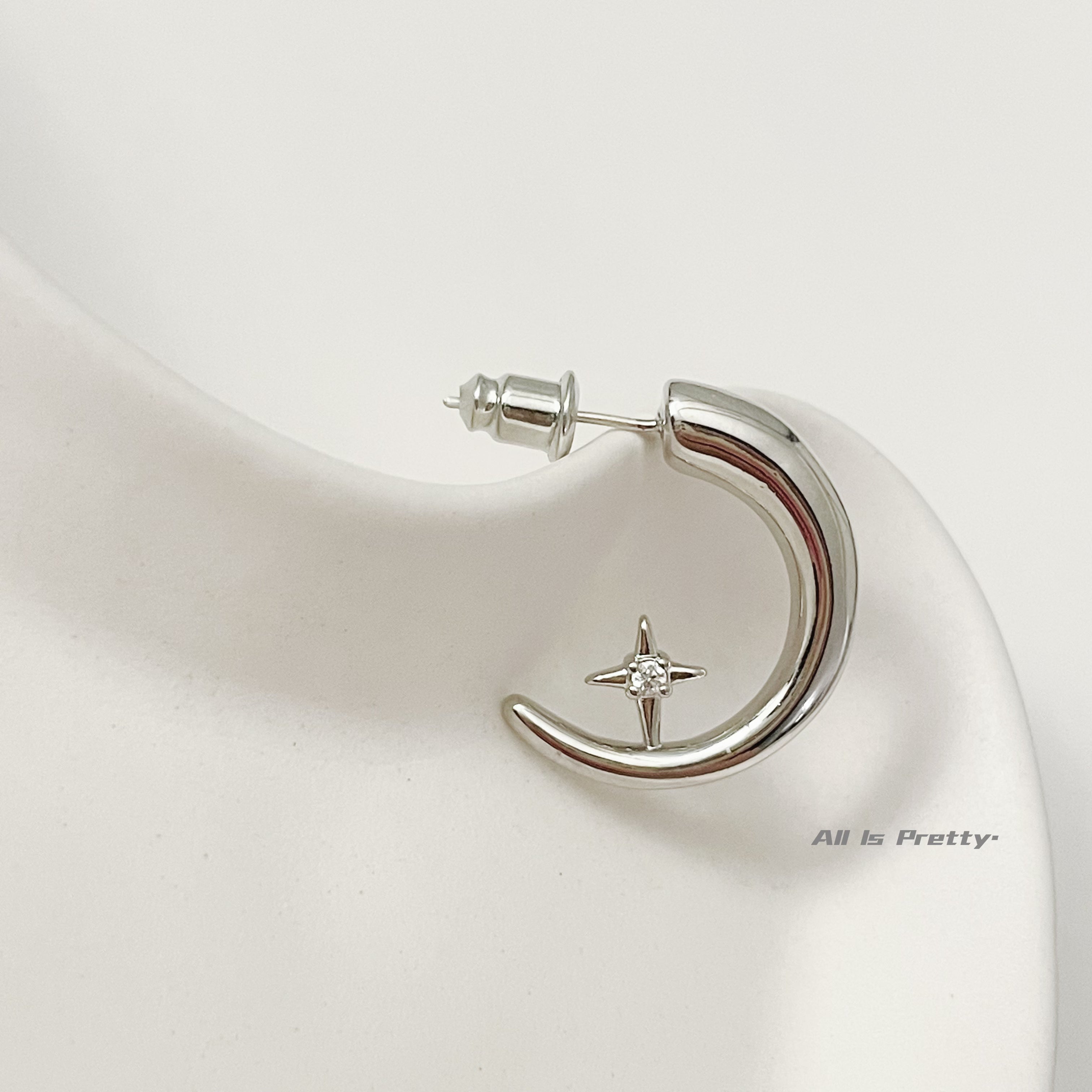 Moon star hoop earrings