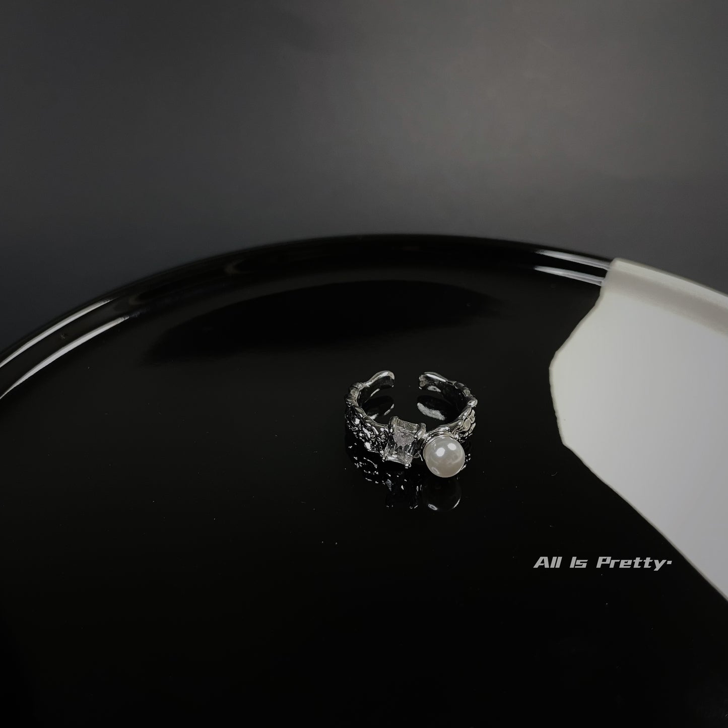 Textured crystal open ring