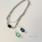Gold-Plated Necklace with Removable Colorful Zirconia Pendants