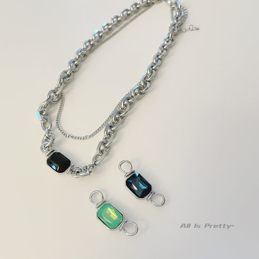 Gold-Plated Necklace with Removable Colorful Zirconia Pendants