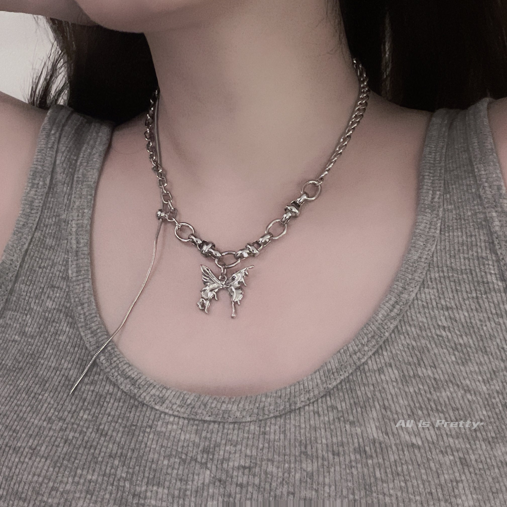Butterfly Chunky Chain Necklace