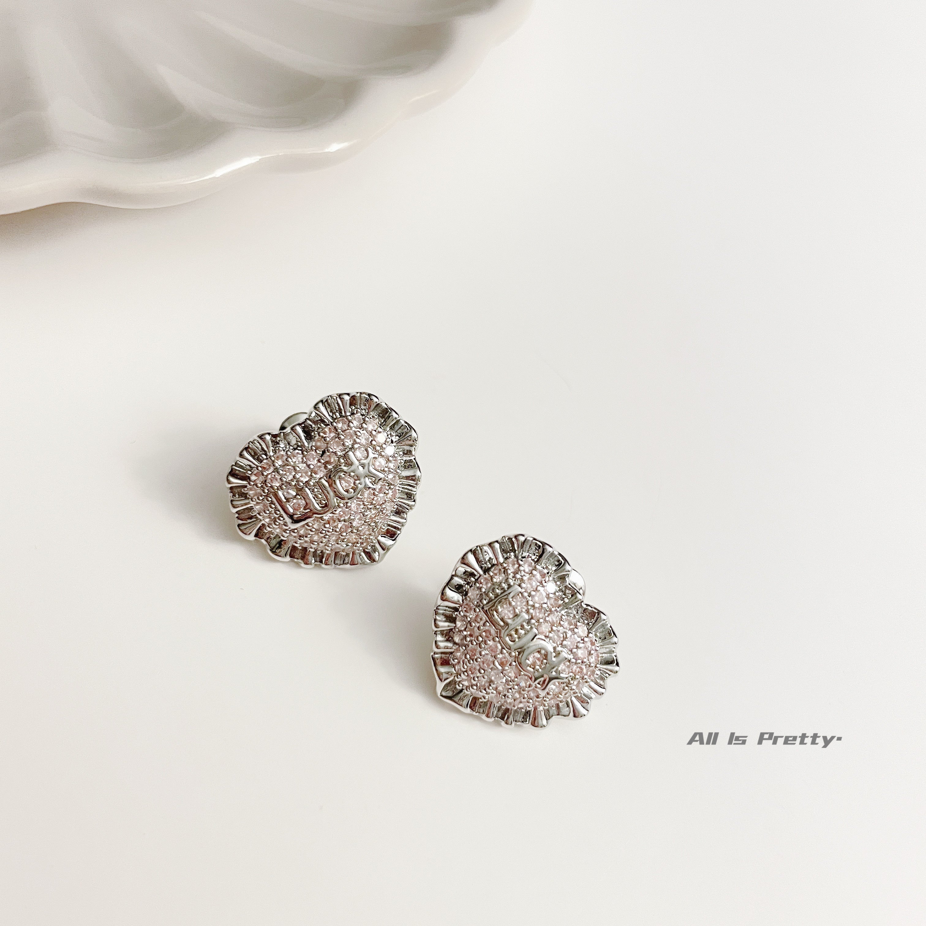 Crystal stars heart studded earrings