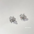 Crystal grapes flora clip earrings