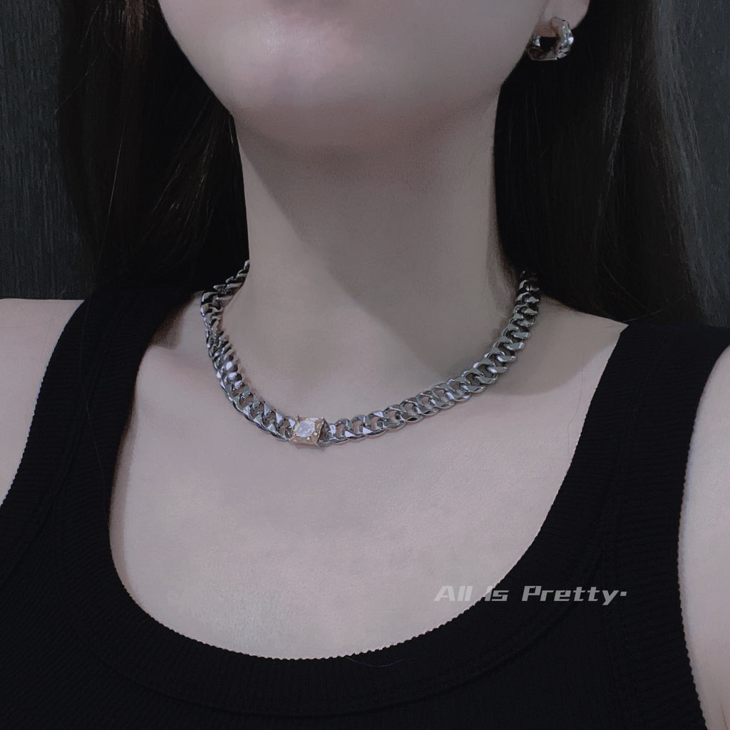 Designer Yellow Diamond Curb Chain Necklace