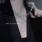 Double layered jade chain necklace