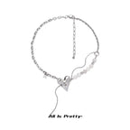 Bold Heart & Stone Link Chain Necklace