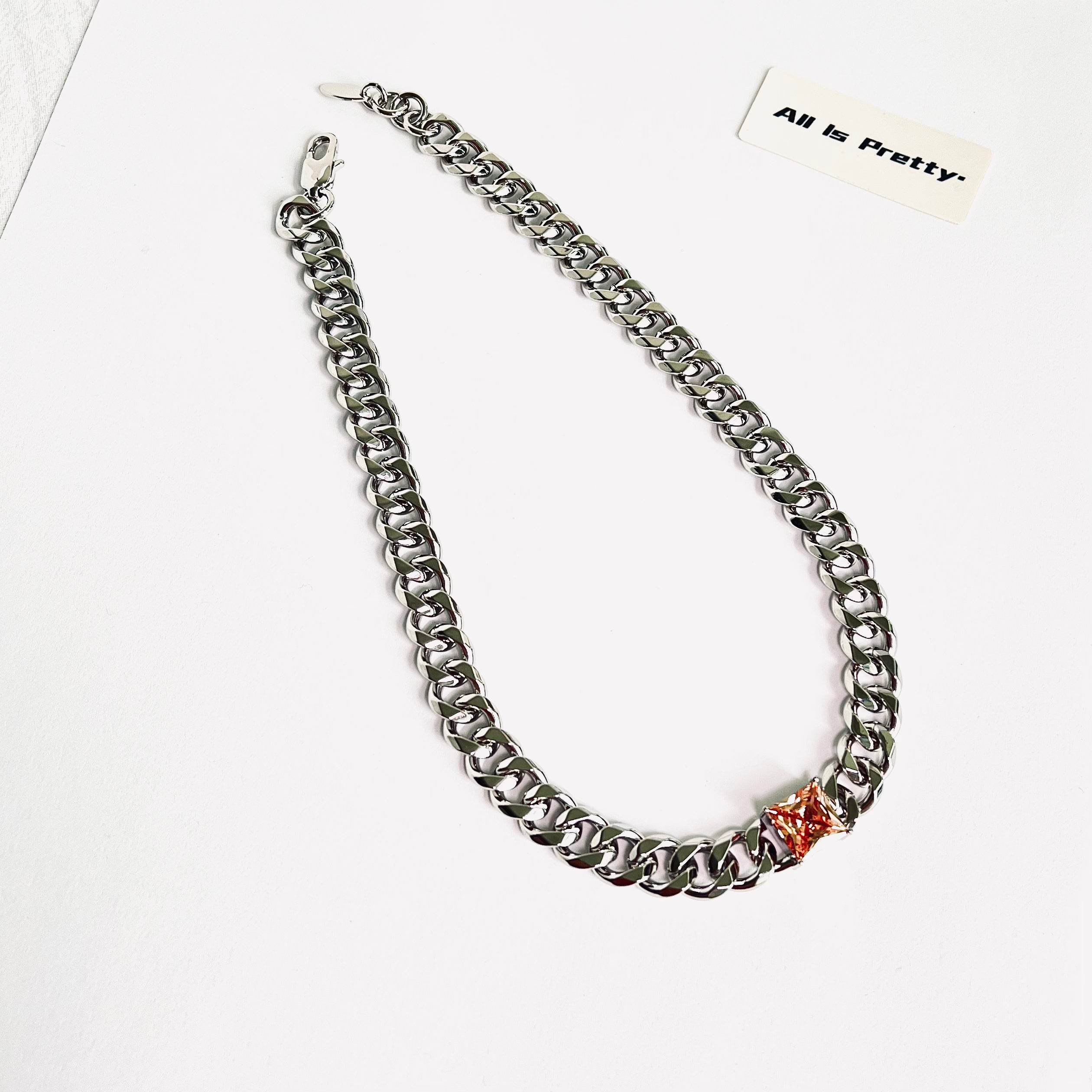 Designer Yellow Diamond Curb Chain Necklace