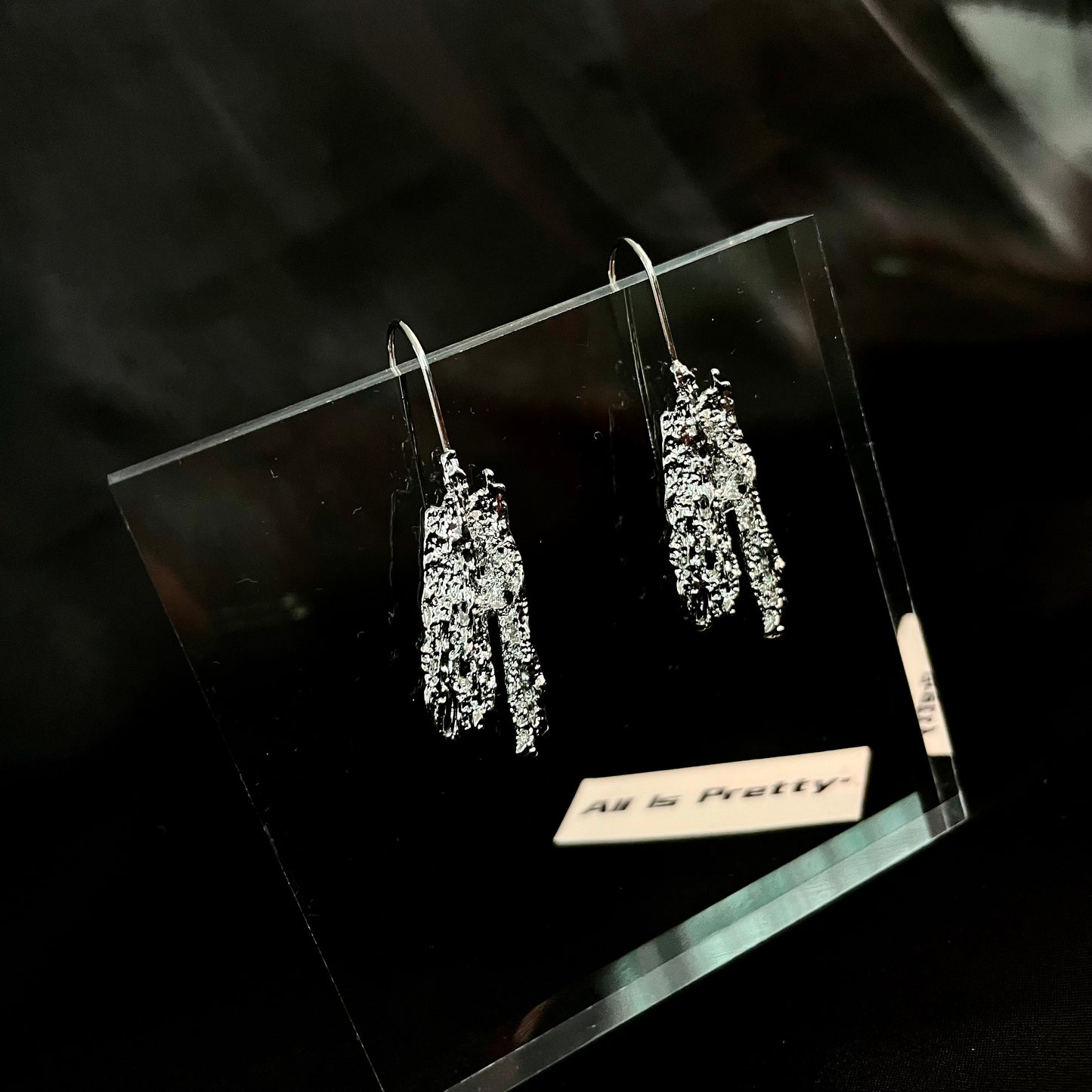 Stylish texture sterling silver earrings