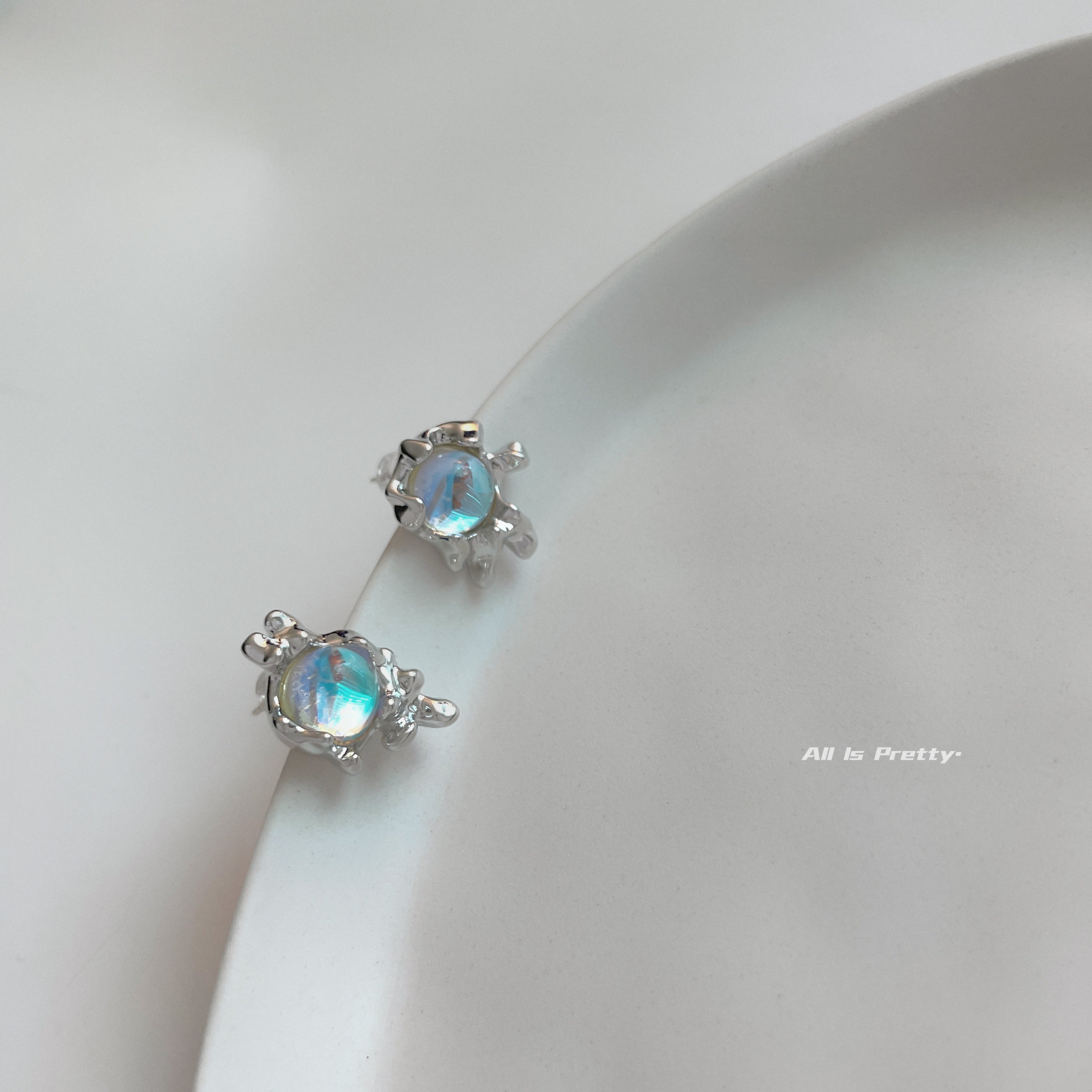 Moonstone lava studded earrings