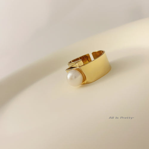 18K gold plated pearl ring
