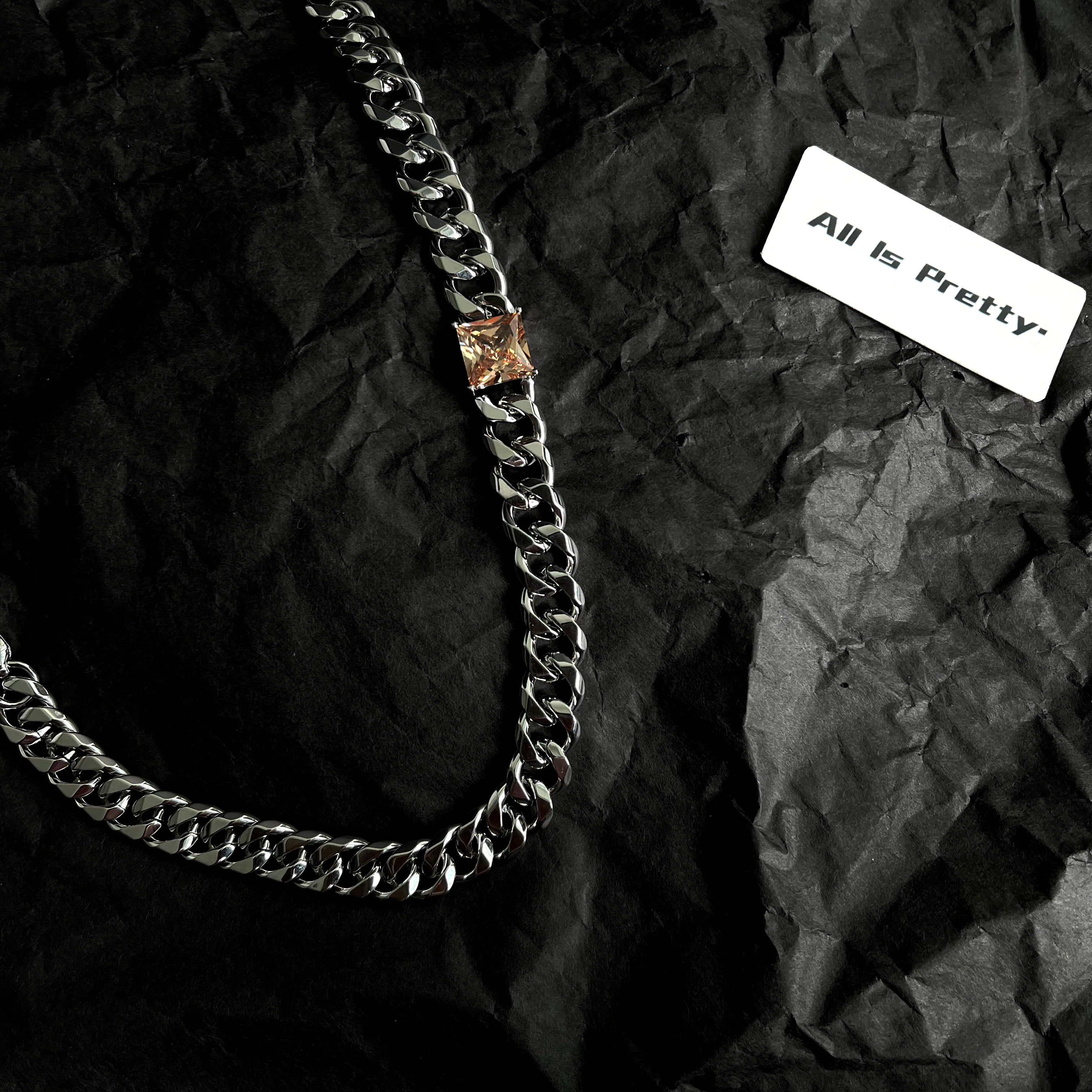 Designer Yellow Diamond Curb Chain Necklace