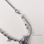 Bold Heart & Stone Link Chain Necklace